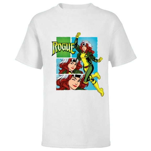Marvel Studios X-Men ’97 Rogue Wink Logo & Action Panels- Short Sleeve T-Shirt for Kids - Customized-White
