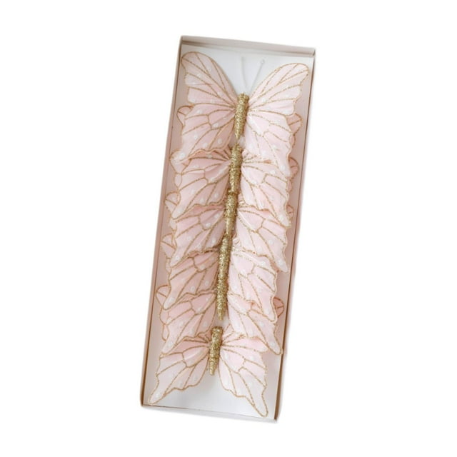 Adornos de mariposas navideñas con clip Macarena Decoración de pared para el hogar Rosa 6 piezas