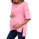 thumbnail image 1 of Camiseta Holgada de Algodón de Color Liso con Cuello Redondo y Aberturas Laterales, Rosa , Talla XXL., 1 of 6