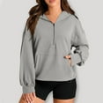 thumbnail image 2 of RYRJJ Hoodies for Women Oversized Half Zip Drawstring Y2K Pullover Tops Casual Long Sleeve Fleece Lined Sweatshirt with Pockets(Dark Gray,XL), 2 of 7