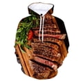 thumbnail image 3 of Sudadera con capucha con estampado 3D divertido de hamburguesa para hombre, sudaderas con gráficos de pizza y bistec de ternera, sudaderas para hombre y mujer, ropa de calle genial, sudaderas con capu, 3 of 5