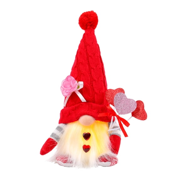 Lighted Valentine Plush Gnomes Decorations, Light Up Valentines Day Decor for Home Indoor and Office, Battery Operated Tabletop Ornament Gift for Wife Girlfriend Teacher and Women