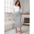 thumbnail image 3 of DARING DIVA Women's Midi Skirt Adjustable High Waist Over Belly Stretchy Jersey S Gray, 3 of 8