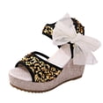 thumbnail image 2 of Miqool Women's Platform Wedge Heel Summer Casual Chic Peep Toe Open Toe Sequin Bowknot Thick Sole Fish Mouth Dress Shoes, 2 of 9