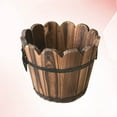 thumbnail image 3 of Gongxipen Solid Wood Carbonized Fleshy Flower Pot Balcony Planting Preservative Flower Holder Home Decoration Retro Wooden Small Wave Mouth Small Size (Brown), 3 of 7