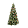 thumbnail image 4 of Tcbosik 6ft Artificial Christmas Tree with Warm White LED Lights, Artificial Xmas Tree with Red Berries, Pine Cones and 1593 Branch Tips, Indoor Holiday Decoration, Green & White, 4 of 7