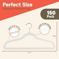 thumbnail image 2 of White Velvet Hangers 150 Pack – 360° Swivel Hook, Non-Slip, Space Saving, Heavy-Duty 11 lbs Capacity – Smooth Velvet Finish for Crease-Free Clothes & Easy Closet Organization., 2 of 8