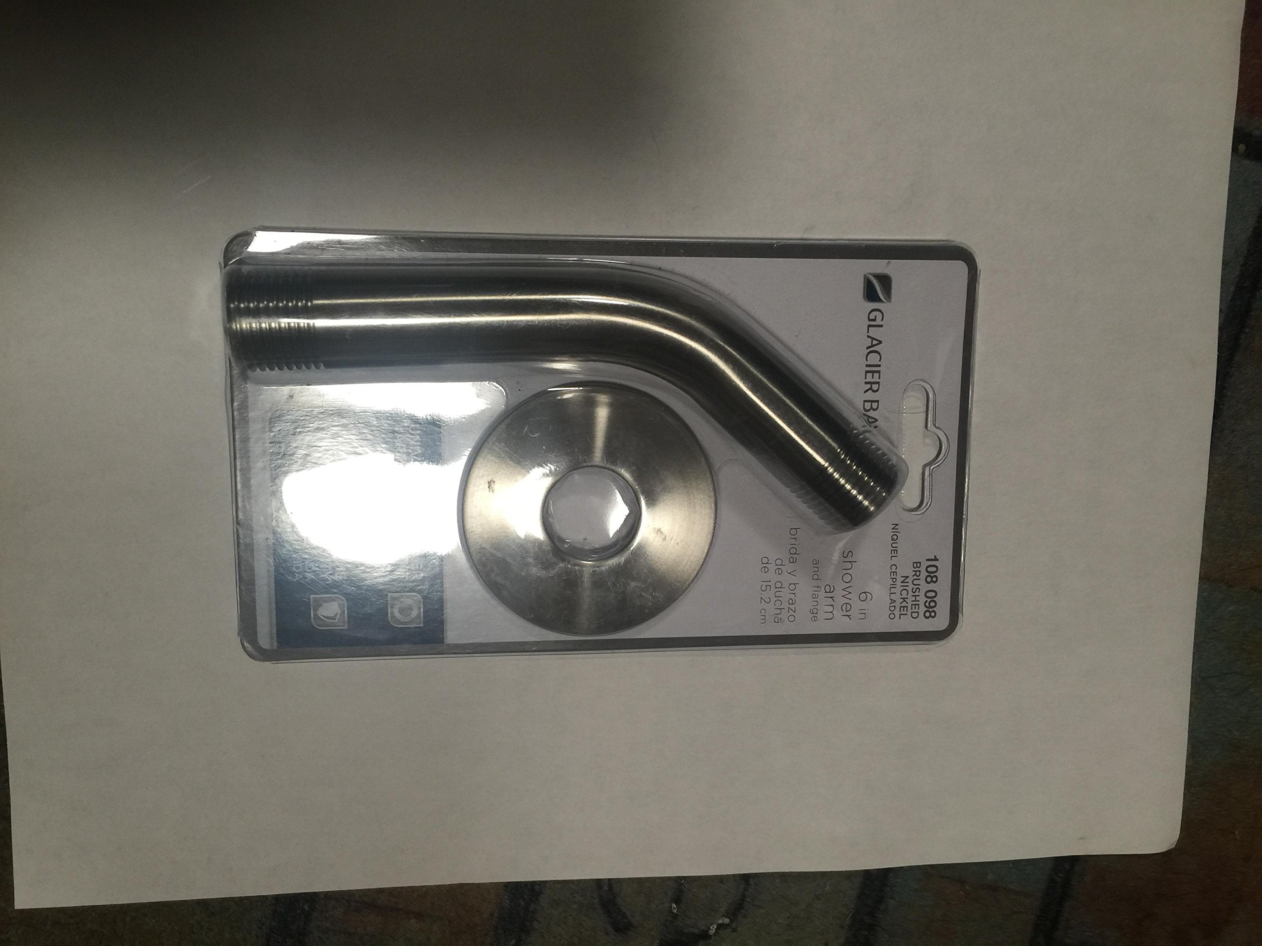 Glacier Bay 6 in. Shower Arm and Flange in Brushed Nickel