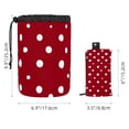 thumbnail image 5 of PhooArto Large Barrel Drawstring Makeup Bag, White Dots in Red Background Travel Cosmetic Bag Portable Make Up Organizer Bag, 5 of 6