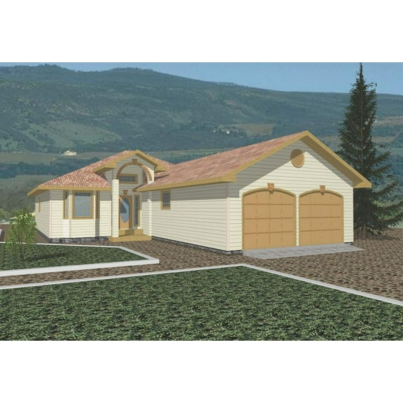 001-3069: Country Craftsman 2 Bed, 2 Bath Luxury Home Plan, 1607 Sq Ft: Full Blueprints with License to Build by Home Plan Marketplace - Lesuto