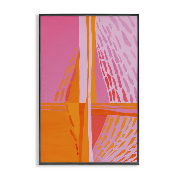 Stupell Industries Centric Orange & Pink Abstract Painting Black Framed Art Print Wall Art, 12 x 18
