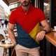 thumbnail image 3 of Ceisia Men's Summer Casual Diagonal Color Block Mesh Short Sleeve Lapel Shirt Multicolor S Gifts, 3 of 7