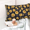 thumbnail image 4 of Kdxio Cotton Pillow Cases 16"x24" Pillowcases,Soft and Breathable Bedroom Pillow Cases-Royal Blue Plaid Sunflower-No Pillow Core, 4 of 5