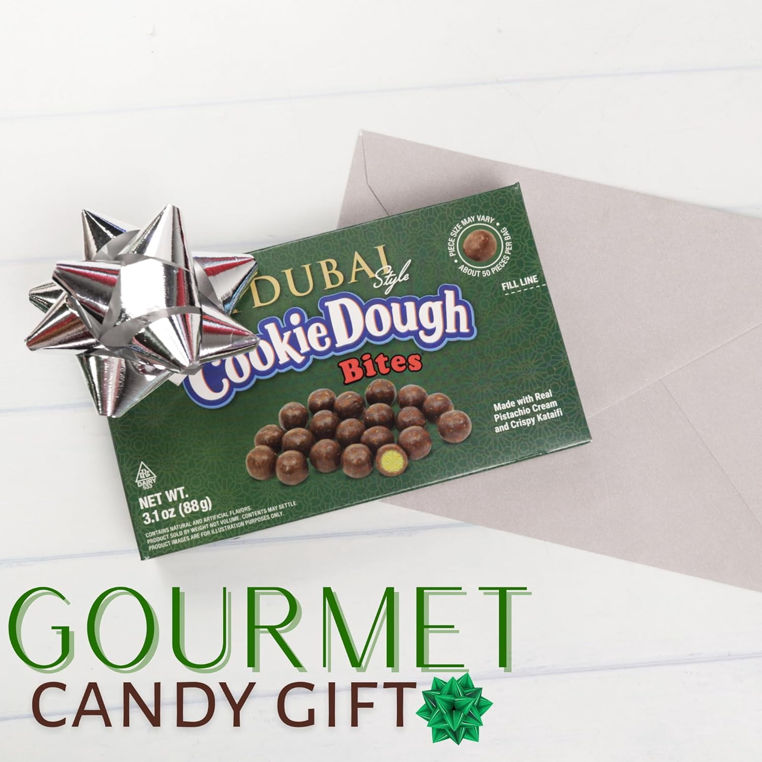 Sweetzo's Dubai Chocolate Cookie Dough Bites, Theatre Boxes, Candy Gift, 3.1 Ounces Each, Pack of 3