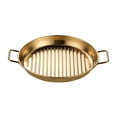 thumbnail image 1 of Bandeja de acero inoxidable para servir, bandeja de almacenamiento, plato reutilizable con asas dobles para ensaladas, entretenimiento, bar, frutas y Oro M, 1 of 8