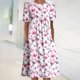 thumbnail image 1 of ICHUANYI Clearance Women's Summer Bohemian Print Short Sleeve Beach Dress Knee Length Dress(Hot Pink, L) ICHUANYI WER2023080801710, 1 of 5