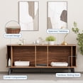 thumbnail image 6 of 59" Hidden Cat Litter Box Enclosure Furniture, Double-Room Litter Box Cabinet with Sliding Door - Dog-Proof - Odor Control - Storage Bench Hideaway - Indoor Cat House, Color: Walnut, 6 of 8