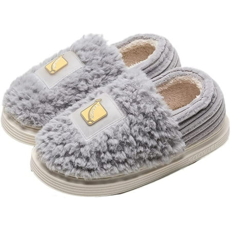 

CoCopeaunt Women Slippers Cute Cozy Faux Fur Block Home Shoes Thickening Memory Foam Slide