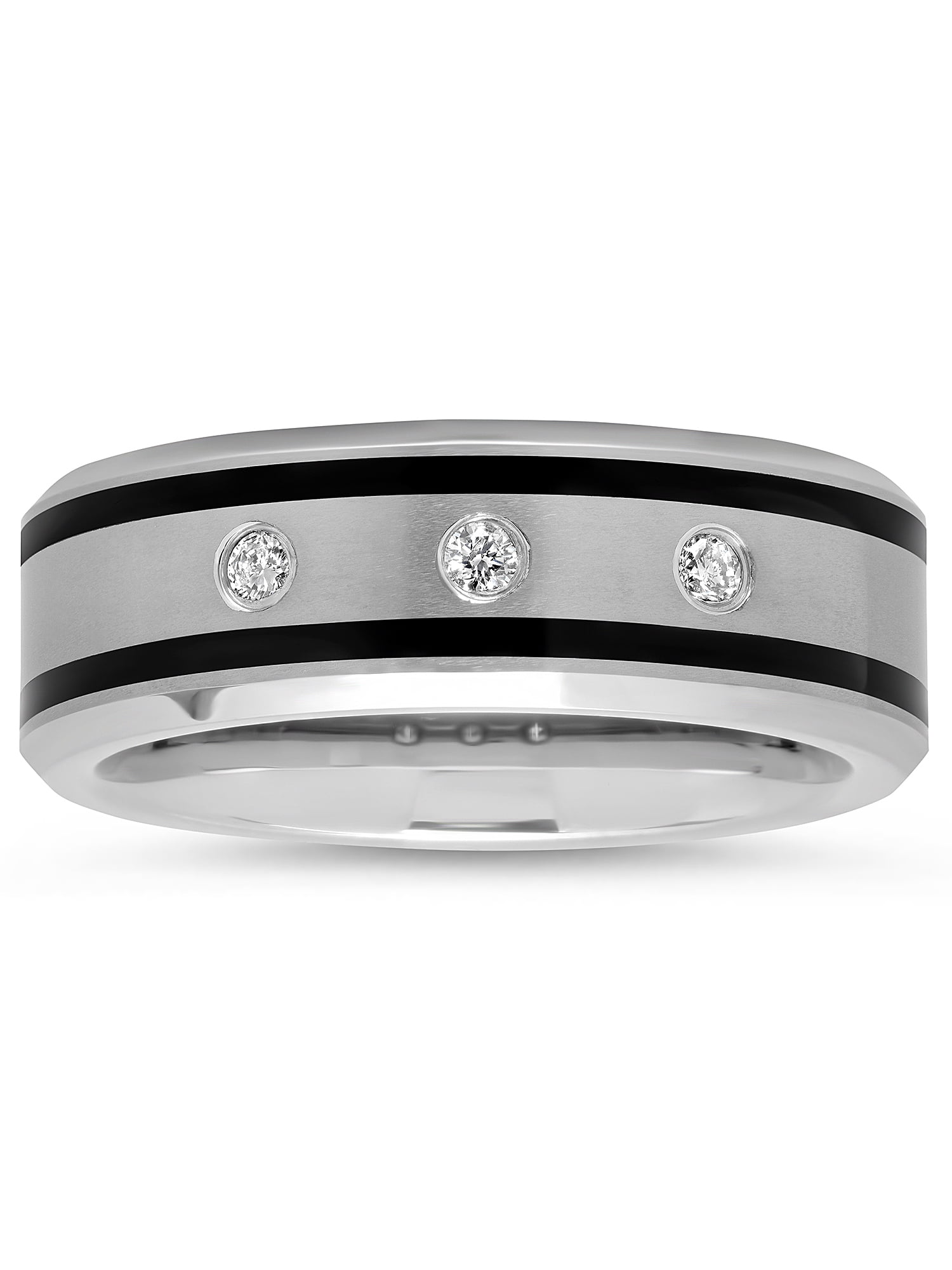 1/10ctw Men's Tungsten and Black Resin 8MM Diamond Accent Wedding Band