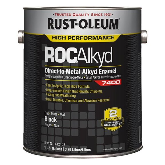 Rust-Oleum Interior/Exterior Paint, Flat, Oil Base, Black, 1 gal 412402