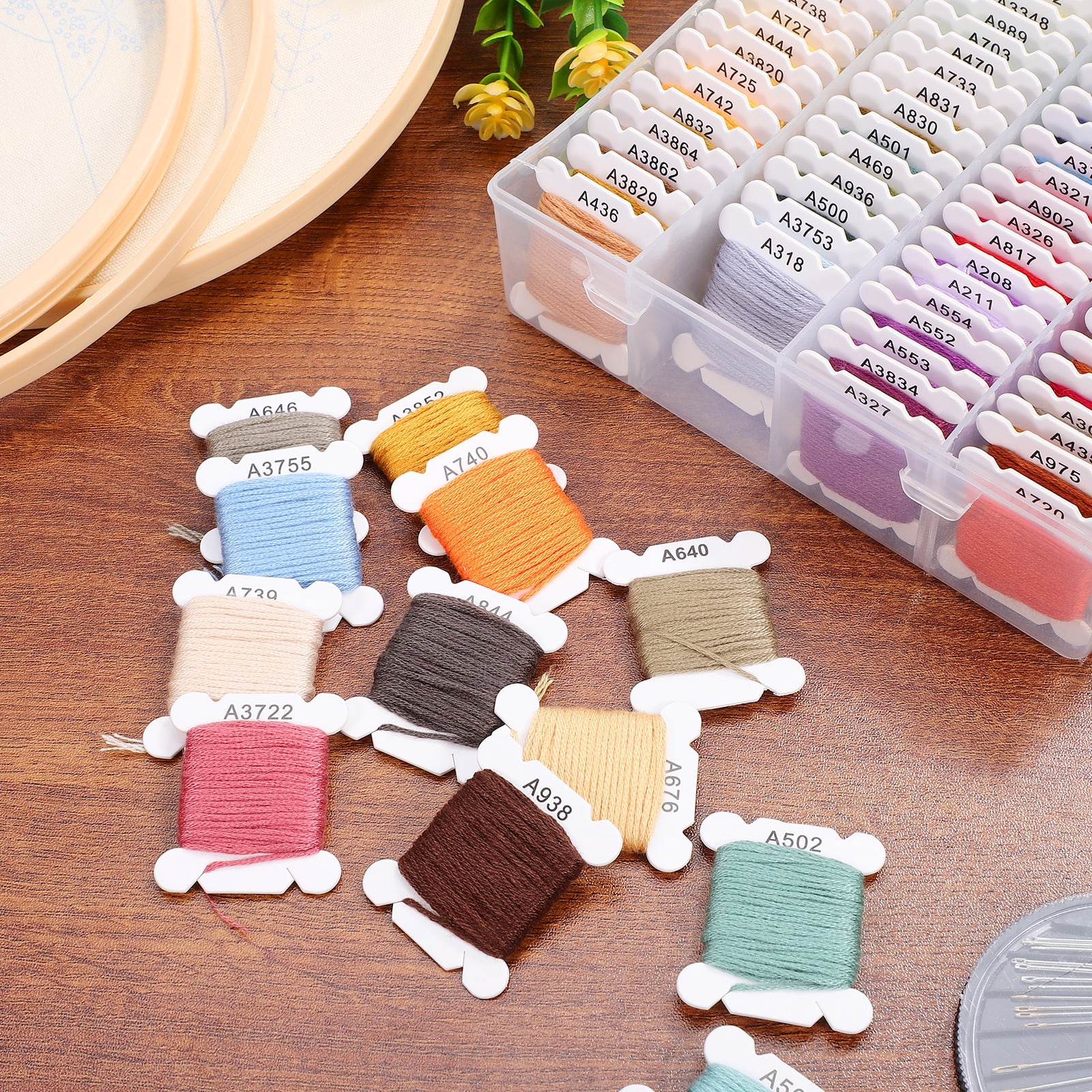 POPETPOP Cotton Embroidery Thread Assorted Colors Durable for Machine and Hand Sewing