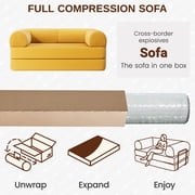 Modern 3-Person Convertible Sleeper Sofa Bed, 4-in-1 loveseat Sleeper, Comfy Removable Floor Couch for Living Room with Detachable and Washable Fabric