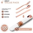 thumbnail image 3 of 400PCS Pre Rolled Rose Gold Plastic Silverware Sets - Heavy Duty Rose Gold Cutlery - Include 100 Pack Wrapped Disposable Utensils with Napkins for Parties & Dinners & Weddings, 3 of 18