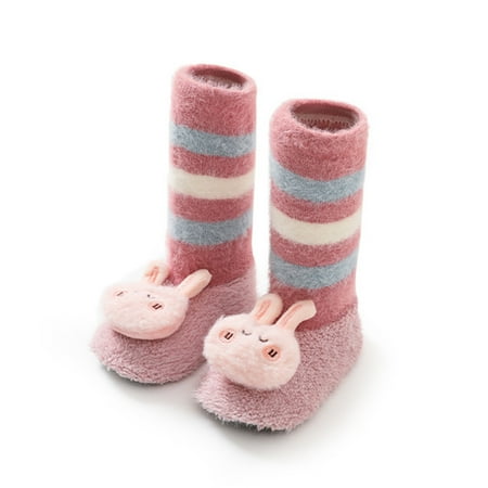 

Cathalem Infant Size 1 Shoes Boys Baby Shoes Floor Thickened In Autumn And Winter Children Cartoon Shoes for New Born Baby Girl Pink 2 Years