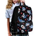thumbnail image 3 of HUIACONG Cute Shark Strawberry Print School Backpack for Boys Girls Students Ages 6-18 Breathable Padded Straps Large Capacity Bookbag for Elementary Middle High School Back to School Daily Use, 3 of 6