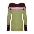 thumbnail image 6 of YDFCWXW Women Autumn Winter Colorblock Pullover Sweaters Round Neck Striped Slim Fitting Knitwear Tops AG, XL, 6 of 6