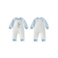 thumbnail image 2 of Cenuakty Baby Easter Romper Bunny Letter Embroidered Plaid Long Sleeve Crew Neck Newborn Jumpsuit, 2 of 9