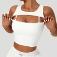 thumbnail image 2 of Soutien-gorge de Sport pour Femmes Design Creux devant Col Rond Confortable Respirant Élastique Entraînement Physique Blanc S, 2 of 7