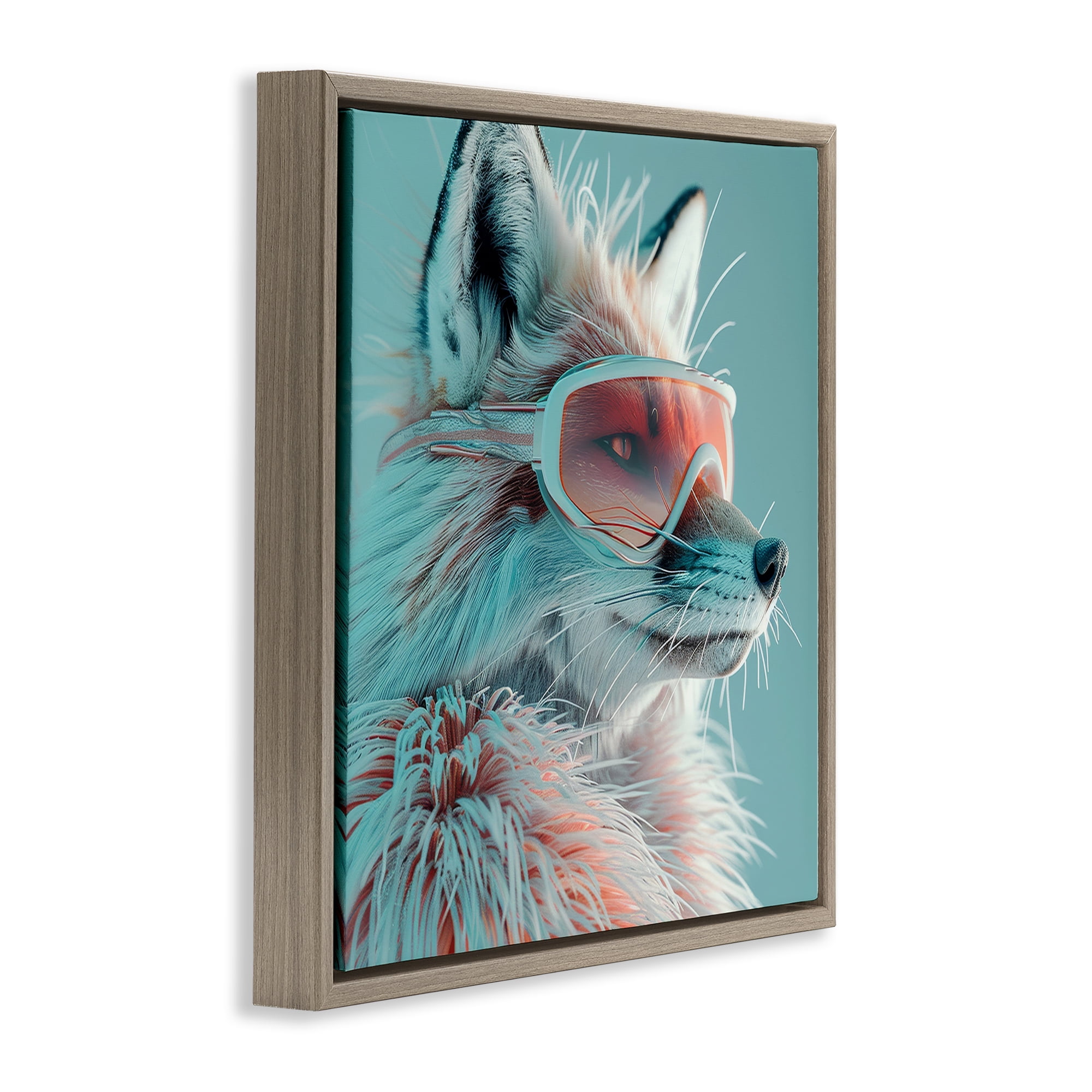 Stupell Industries Winter Whimsy Fox Animals Painting Brown Floater Framed Canvas Art Print Wall Art, 18 x 18