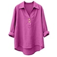 thumbnail image 6 of Womens 3/4 Sleeve Shirts Business Lapel Collared Solid Color Button Down Fashion Tops Dressy Casual Spring Blouses, 6 of 6