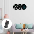 thumbnail image 1 of Reloj de pared digital con calendario y despertador, alimentado por USB, pantalla LED moderna, versátil, con luz nocturna para gimnasio, sala de estar Pantalla de 3 colores, 1 of 8