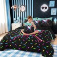 thumbnail image 3 of meiyoeat Graffiti Baseball Twin Bedding for Boys, Ice Cream Drip Bat Bedding Comforter Set, Black Blue, Black Reversible, 7 Pieces, 3 of 6