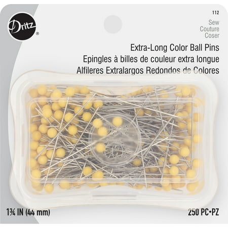 UPC: 0072879102710 | Dritz 1-3/4 Extra-Long Color Ball Pins Yellow 250 Pc