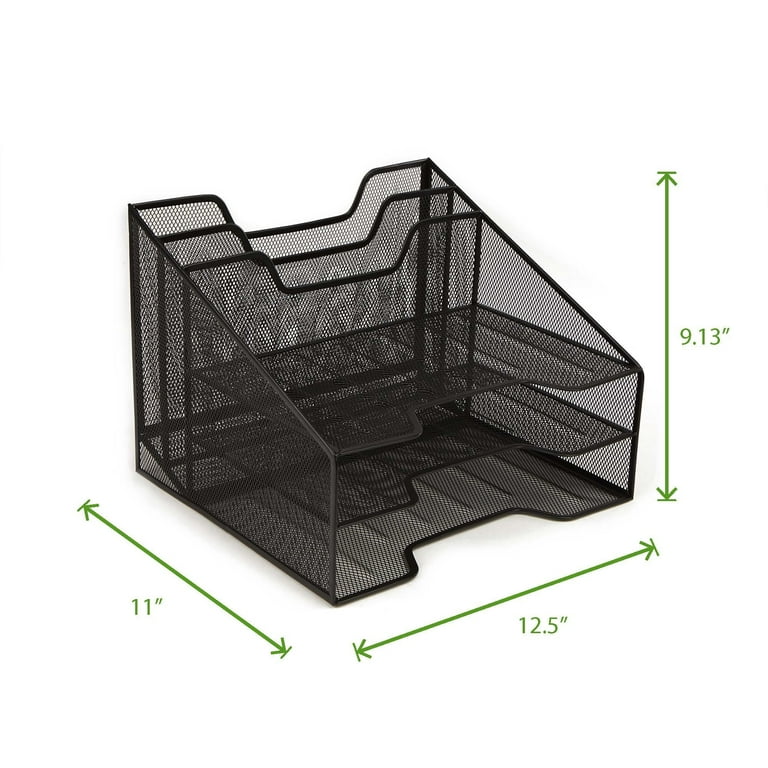 Mind Reader Mesh Desk Organizer, 10 Compartments - Black