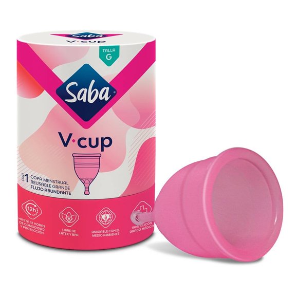 Copa menstrual Saba v-cup reusable grande flujo abundante 1 pza