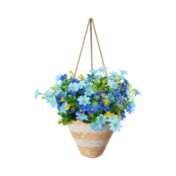 Artificial Hanging Flowers Outdoors with Basket Hanging Planters Fake Mums Faux Silk Flower Fake Plants for Patio Garden Porch Fall Decor