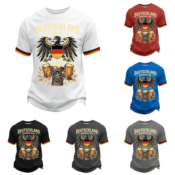 Telankuip Mens Traditional German Bavarian Oktoberfest T-Shirt Summer Short Sleeve Festival Graphic Tee Classic Crew Neck Retro Pattern Printed Casual Tops Streetwear 1-White XS