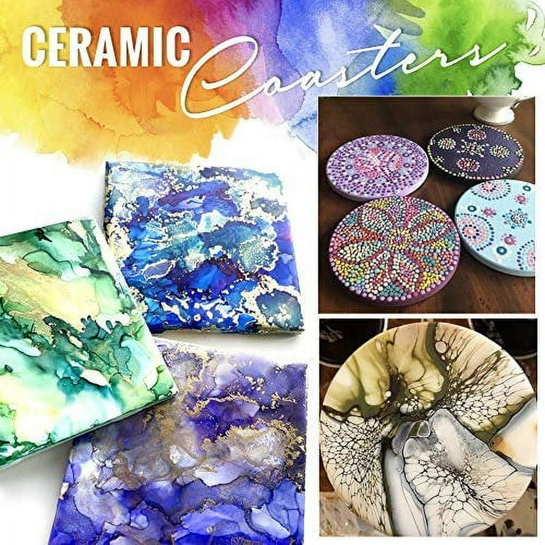 Pixiss Ceramic Tiles for Crafts Coasters,12 Ceramic White Tiles