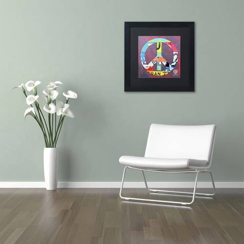 Trademark Fine Art 'Peace' Canvas Art by Design Turnpike, Black Matte, Black Frame
