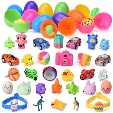 Easter Eggs Filled 48 Pieces, Assorted Colors, Hide and Hunt, Pre-Filled Eggs, Easter Basket Fillers, Easter Egg Stuffers, and Kids Party Favors (Best Way To Color Easter Eggs)