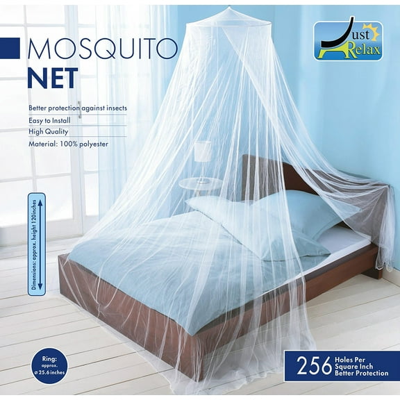 Just Relax Solid Polyester Eco-Friendly Asymmetrical Bed Canopy, Queen King, White