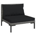 thumbnail image 3 of vidaXL 9 Piece Patio Lounge Set with Cushions Poly Rattan Dark Gray, 3 of 6