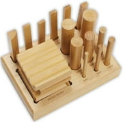 16 Piece Wooden Swage Block Set With Various Shaped Punches (ToolUSA: TJ-43352)