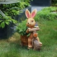 thumbnail image 3 of LuxenHome 20.5" H Bunny Rabbit on a Bicycle Statue Planter Outdoor Indoor Plant Pot MgO Pot Planter, 3 of 8