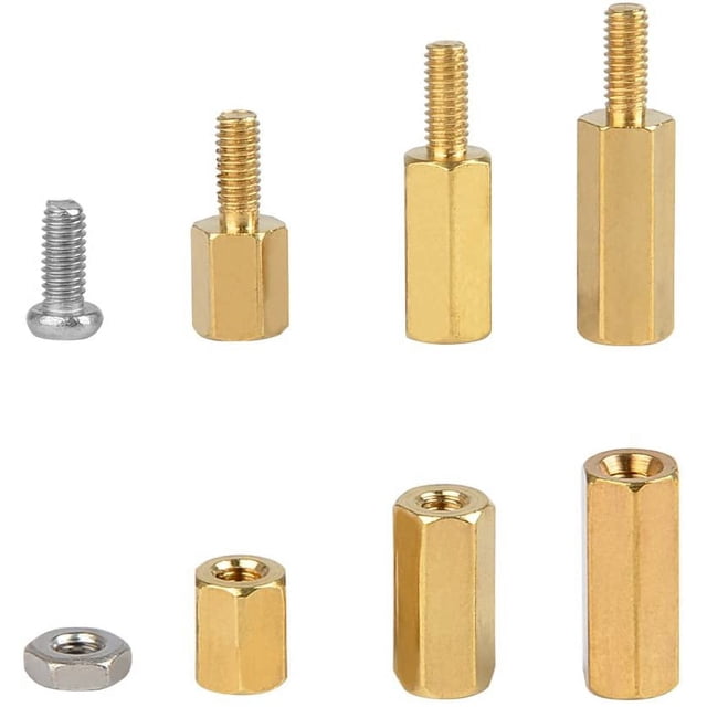 Espaciador de latón hexagonal M2.5 de 180 piezas y tuerca de columna surtida de acero inoxidable, 6 mm Adepaton YQ-0588