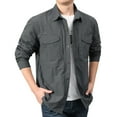 thumbnail image 2 of HUANBAI Mens Loose Cargo Shirt Outdoor Casual Pure Cotton Youth Shirt Solid Color, 2 of 6